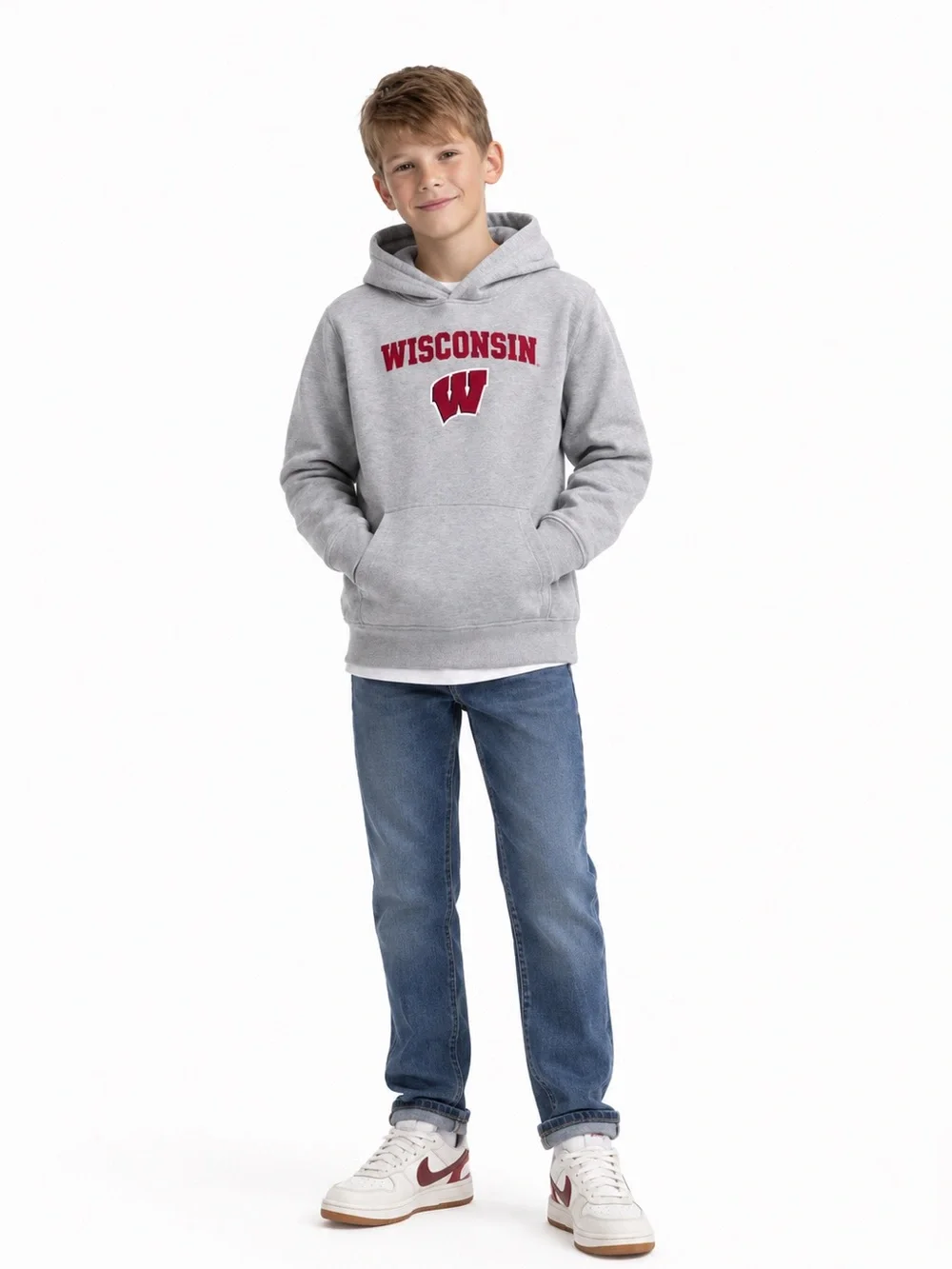 Wisconsin Gray Hoodie for Kids